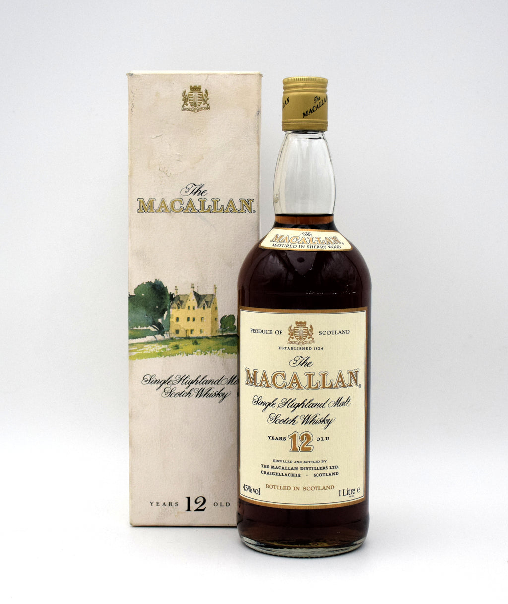 Macallan 12 Year Sherry Oak Scotch Whisky (1L, 1980’s Release)