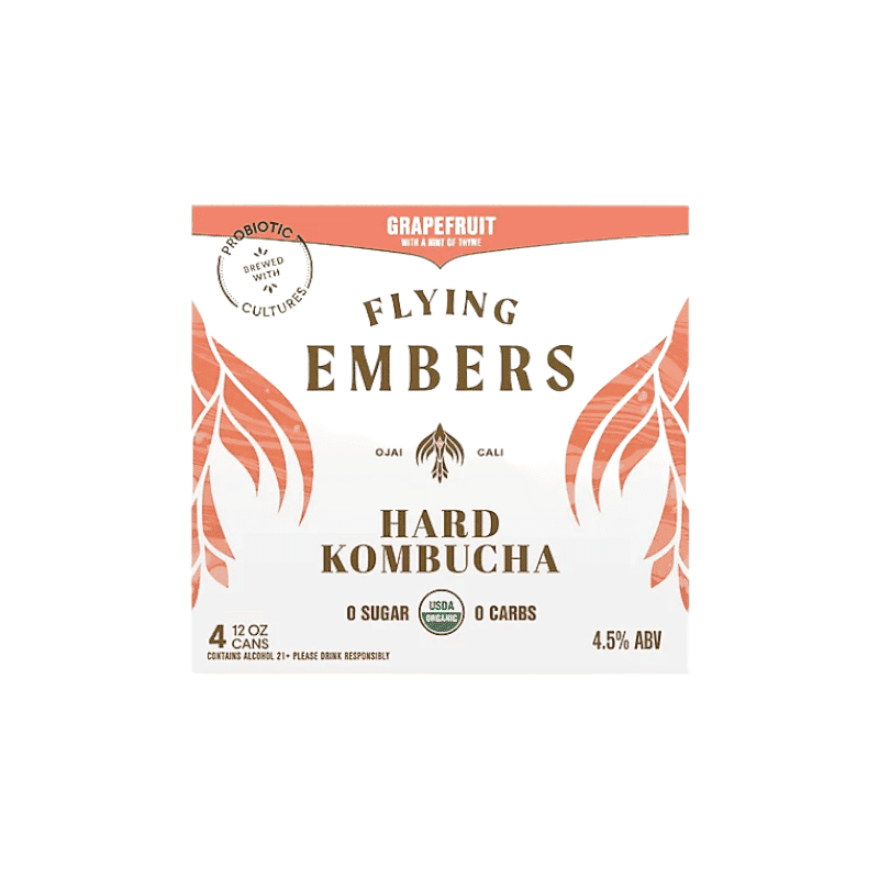 Flying Embers Hard Kombucha, Grapefruit – 6 pack