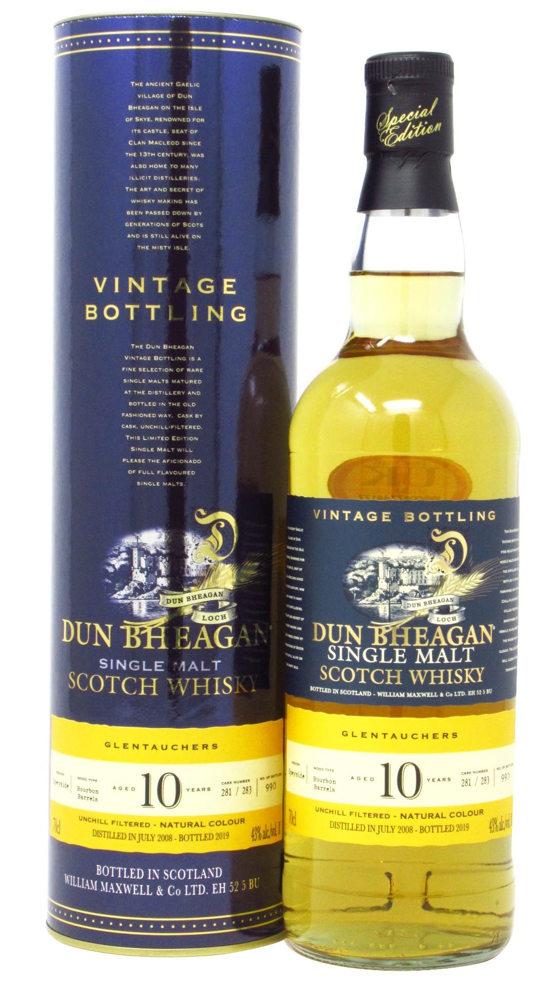 Glentauchers – Dun Bheagan Single Malt 2008 10 year old Whisky 70CL