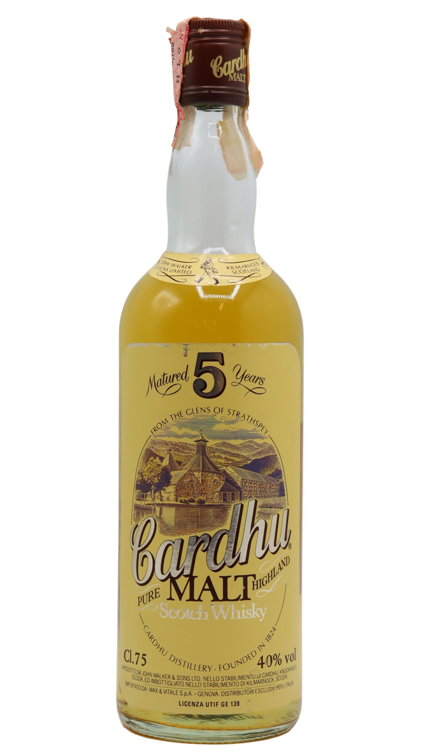 Cardhu – Pure Highland Malt (Old Bottling) 5 year old Whisky 75CL