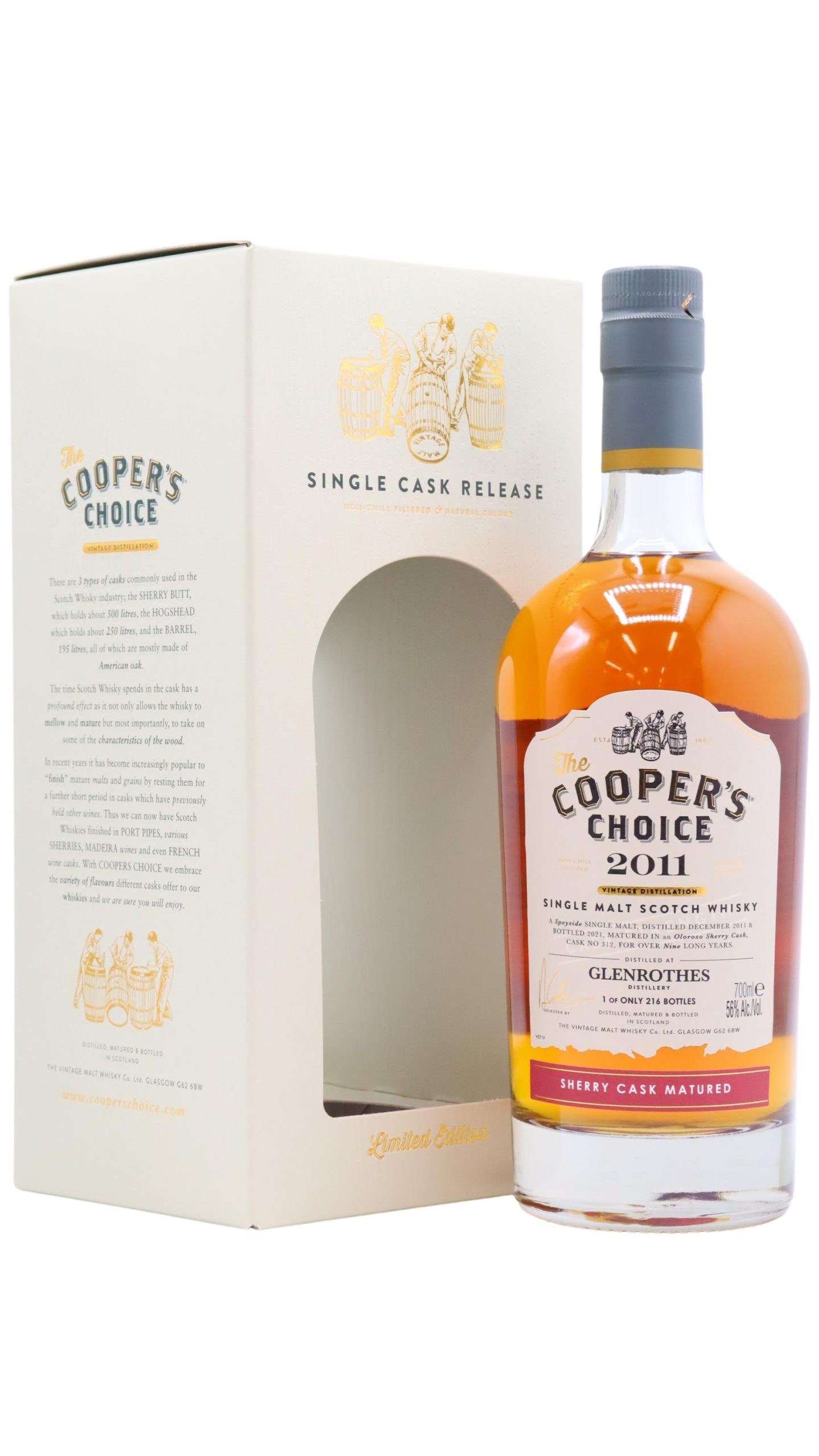 Glenrothes – Cooper’s Choice – Single Sherry Cask #312 2011 9 year old Whisky 70CL